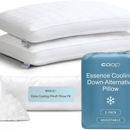 Coop Home Goods Essence Cooling Down Alternative Pillows Set of 2, King Size Adjustable Cooling Pillow for Hot Sleepers