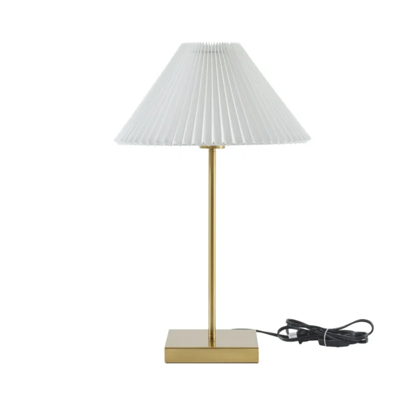 21" Gold Brass Pleated Shade Table Lamp