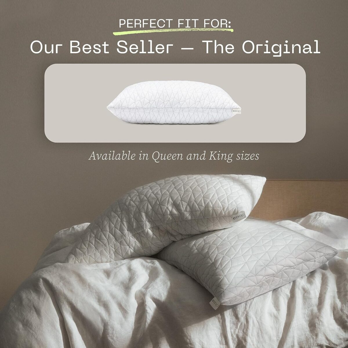 Coop Home Goods Original Pillow Case, Queen Size Pillow Case for Memory Foam Pillows, Breathable Ultra Soft Lulltra Fabric Cover with Zipper, Polyester/Rayon - Görsel 6