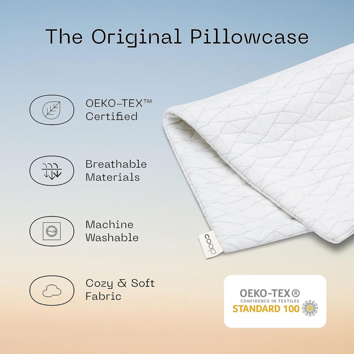 Coop Home Goods Original Pillow Case, Queen Size Pillow Case for Memory Foam Pillows, Breathable Ultra Soft Lulltra Fabric Cover with Zipper, Polyester/Rayon - Görsel 4