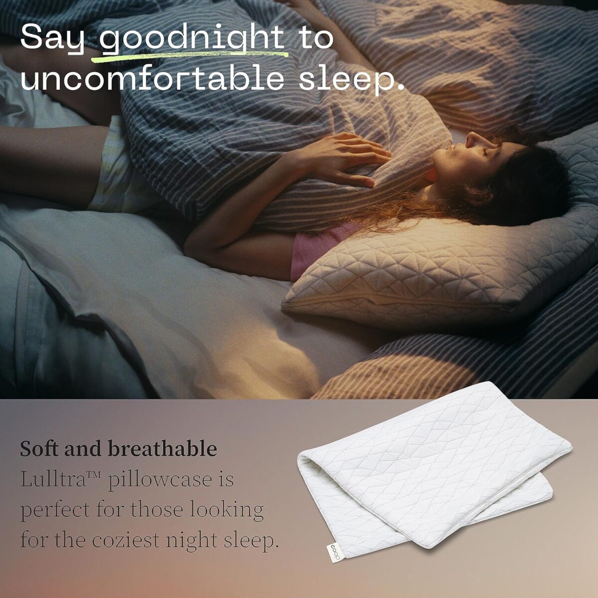 Coop Home Goods Original Pillow Case, Queen Size Pillow Case for Memory Foam Pillows, Breathable Ultra Soft Lulltra Fabric Cover with Zipper, Polyester/Rayon - Görsel 3