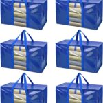 6-Pack Oversized Moving Bags with Reinforced Handles, Heavy-Duty Storage Tote Moving Supplies for Packaging, Camping