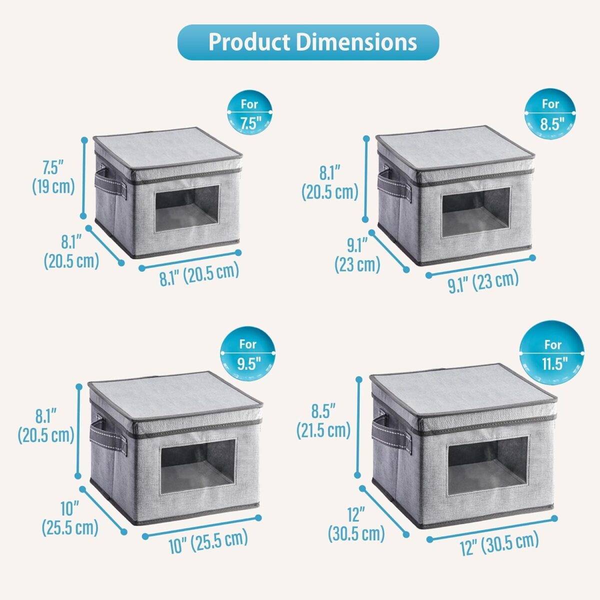 4 Size China Storage Containers for Dishes Plate Hard Shell, Holiday Ornament Storage Box, Moving Case for Packing Dinnerware Glasswear - Görsel 2