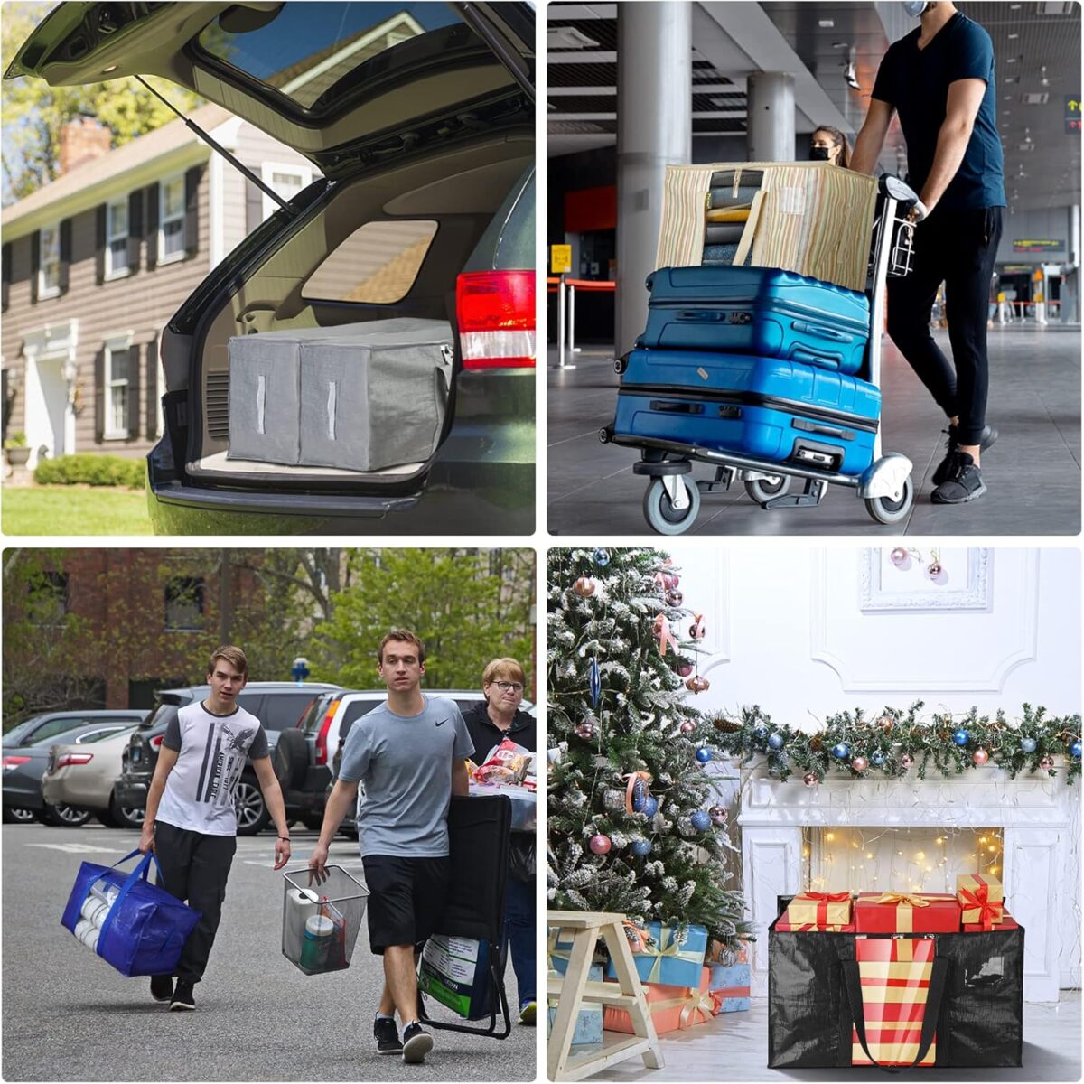 6-Pack Oversized Moving Bags with Reinforced Handles, Heavy-Duty Storage Tote Moving Supplies for Packaging, Camping - Görsel 5
