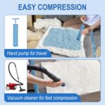 20 Pack Vacuum Storage Bags with Hand Pump, 4 Jumbo + 4 Large + 4 Medium + 8 Small Plastic Packaging Bags, 80% Space Saver Vacuum Seal Bags for Clothing, Travel Lugggage, Blankets, Comforters - Görsel 3
