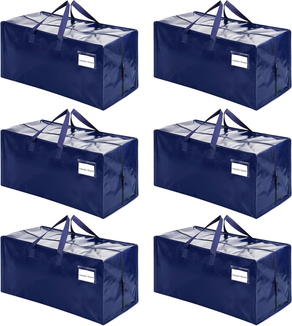 6 Pack Moving Bags w/Backpack Straps, Heavy Duty, Moving Boxes Alternative, Packing Supplies, Large Storage Totes for Dorm Room Essentials with Zipper for Clothes - Görsel 1
