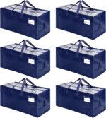 6 Pack Moving Bags w/Backpack Straps, Heavy Duty, Moving Boxes Alternative, Packing Supplies, Large Storage Totes for Dorm Room Essentials with Zipper for Clothes
