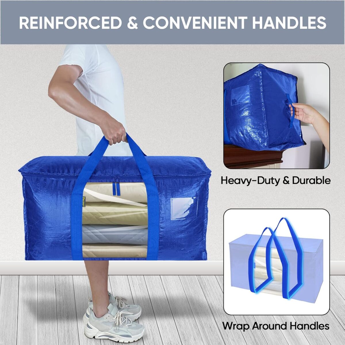 6-Pack Oversized Moving Bags with Reinforced Handles, Heavy-Duty Storage Tote Moving Supplies for Packaging, Camping - Görsel 4
