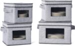 4 Size China Storage Containers for Dishes Plate Hard Shell, Holiday Ornament Storage Box, Moving Case for Packing Dinnerware Glasswear