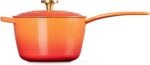 Le Creuset Enameled Cast Iron Signature Round Saucepan, 2.25 qt., Flamme Doree with Crucible Knob - Image 4