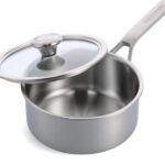 Tri-Ply Stainless Steel 3QT Saucepan Pot with Lid