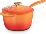 Le Creuset Enameled Cast Iron Signature Round Saucepan, 2.25 qt., Flamme Doree with Crucible Knob