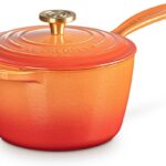 Le Creuset Enameled Cast Iron Signature Round Saucepan, 2.25 qt., Flamme Doree with Crucible Knob