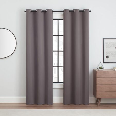 ECLIPSE Andover Solid Tripleweave Thermal Blackout Grommet Curtains for Bedroom