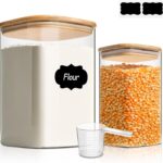 ComSaf Glass Food Storage Containers, 3.6Qt/1.2Qt Glass Flour and Sugar Containers with Airtight Lids