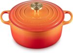 Le Creuset Enameled Cast Iron Signature Round Dutch Oven, 4.5 qt., Flamme Doree with Crucible Knob - Image 2