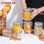 ComSaf Airtight Glass Canister with Lid Set of 6