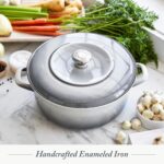 Round Dutch Oven Casserole Pot with Lid, European Crafted Enameled Iron Stockpot 5.3QT - Image 2