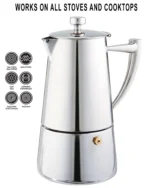 Cuisinox COF-10R Roma 10-Cup Stainless Steel Stovetop Moka Espresso Maker - Image 7